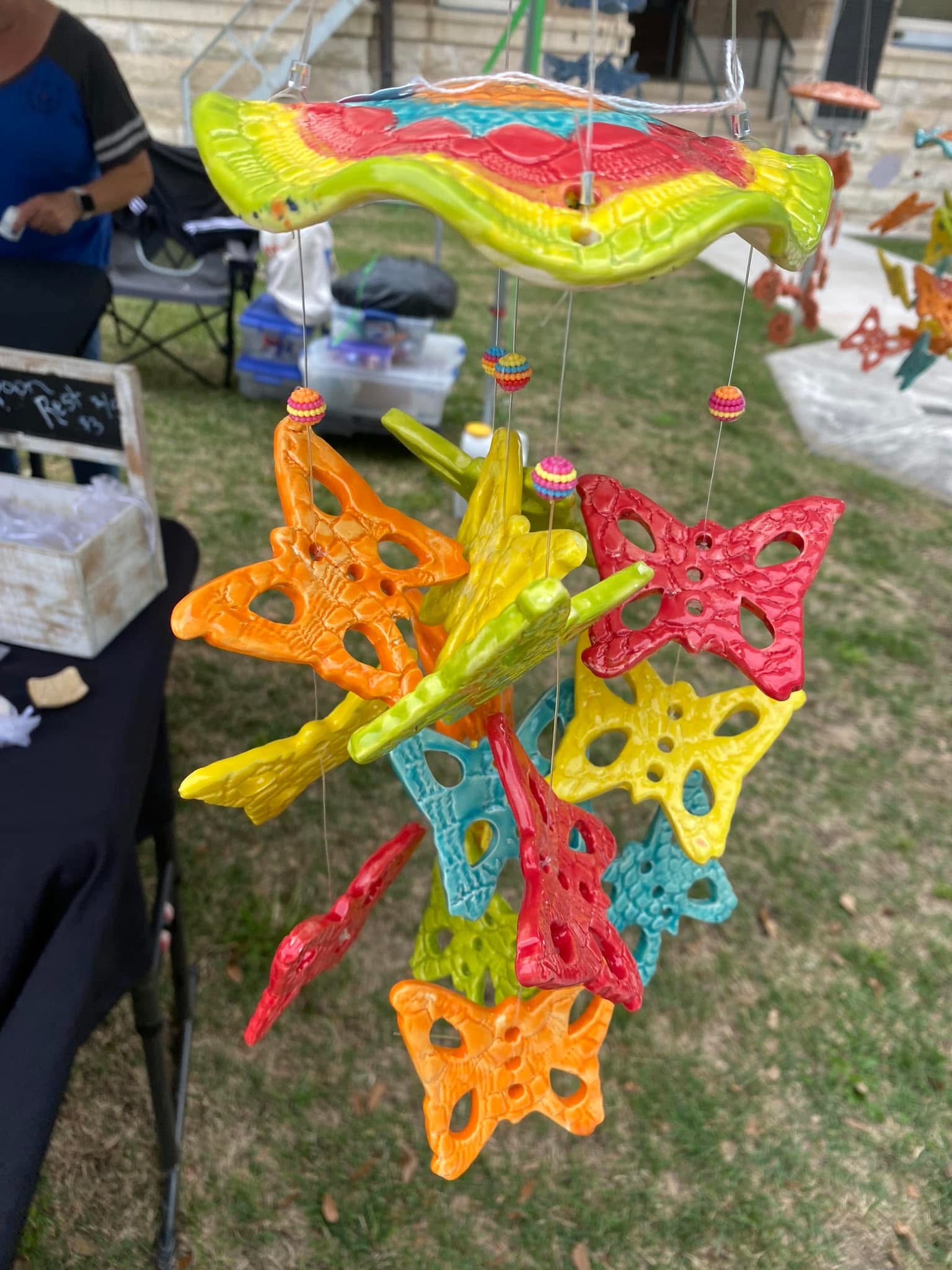 Bright multicolor butterfly wind chime